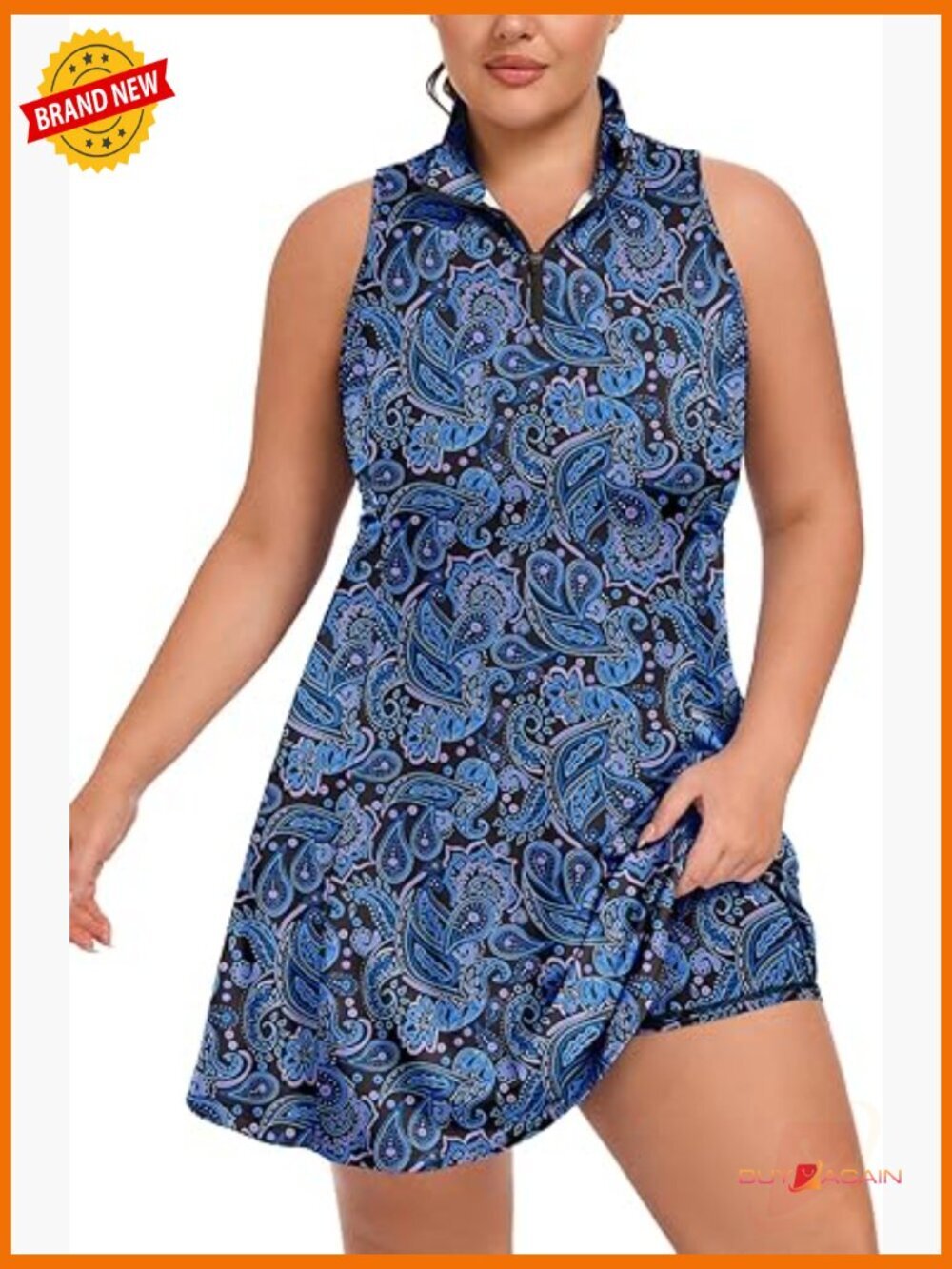 Plus Size Tennis Dress with Built-in Shorts Racerback Athletic Golf Dress